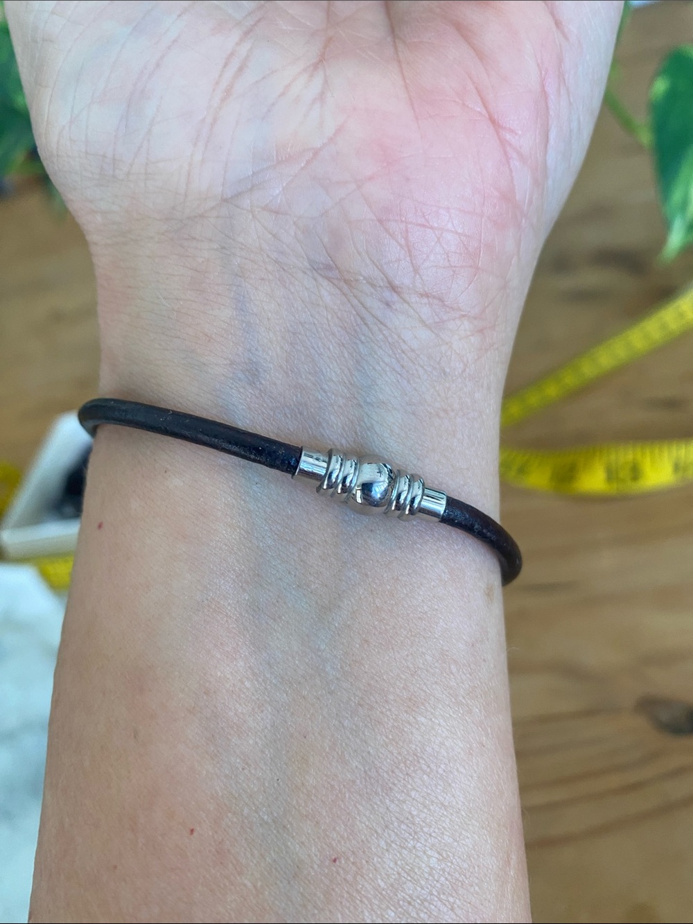 Brown Leather Cord Bracelet with Silver Accent - Picture 3 of 4